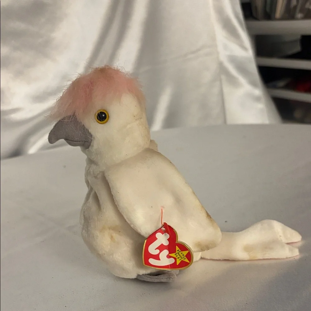 Ty White and Pink Plush Bird Toy